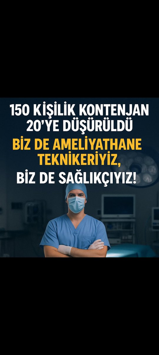 Ameliyathane teknikerleri 20li 30lu sayıları kabuk etmiyor kontenjanların arttırılmasını istiyoruz
#AmeliyathaneTekMağdur