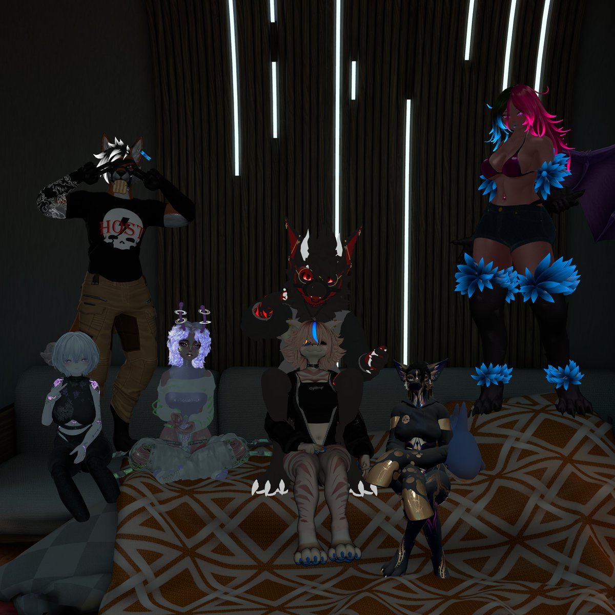 Nep_V1's tweet photo. More people joined after we took the picture, it was an amazing movie night 
#VRChat https://t.co/5beezkfIRM