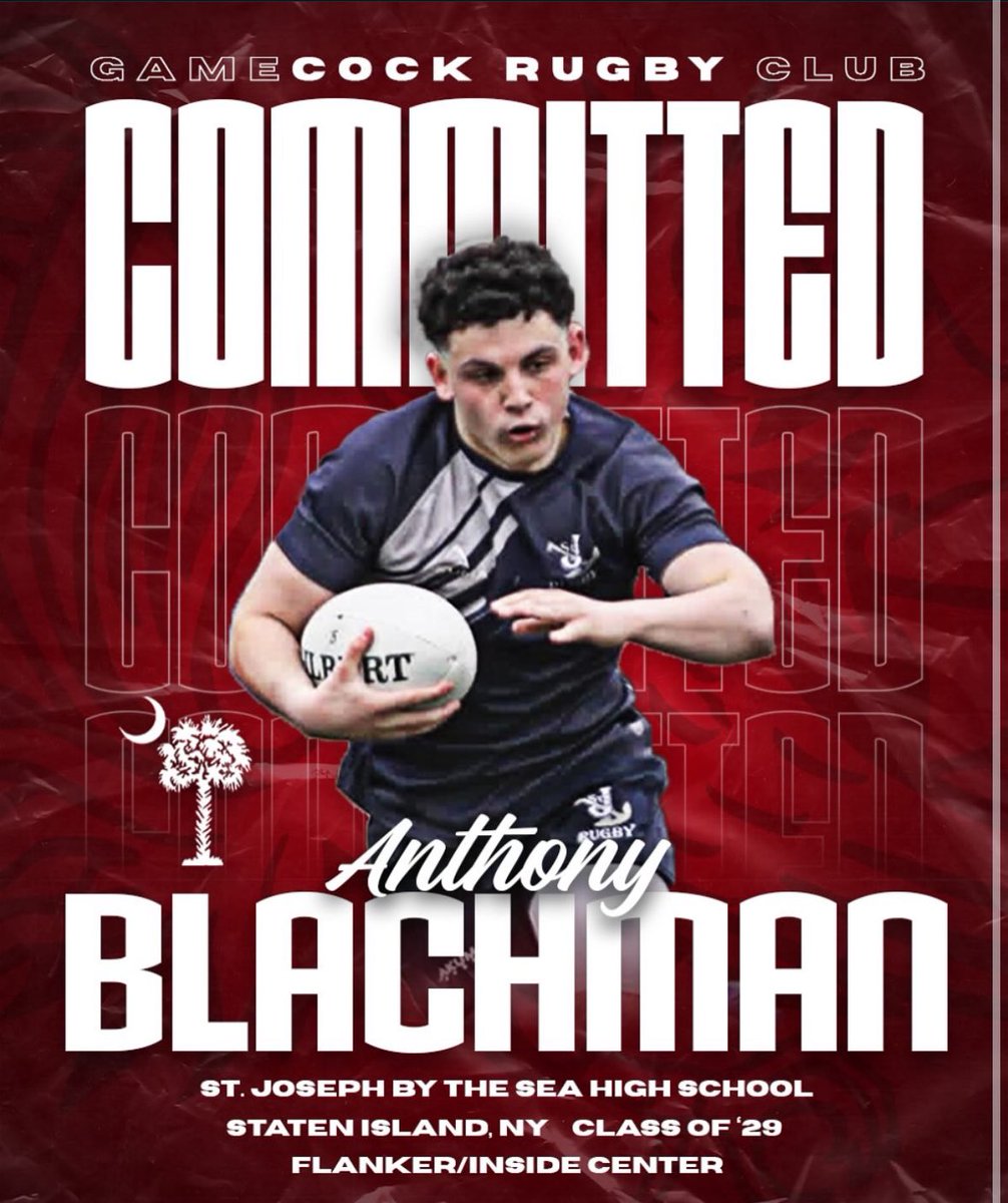 Anthony Blachman, a flanker and inside center from Staten Island, New York, has committed to the Gamecocks! Welcome Home!

#committed | #punish