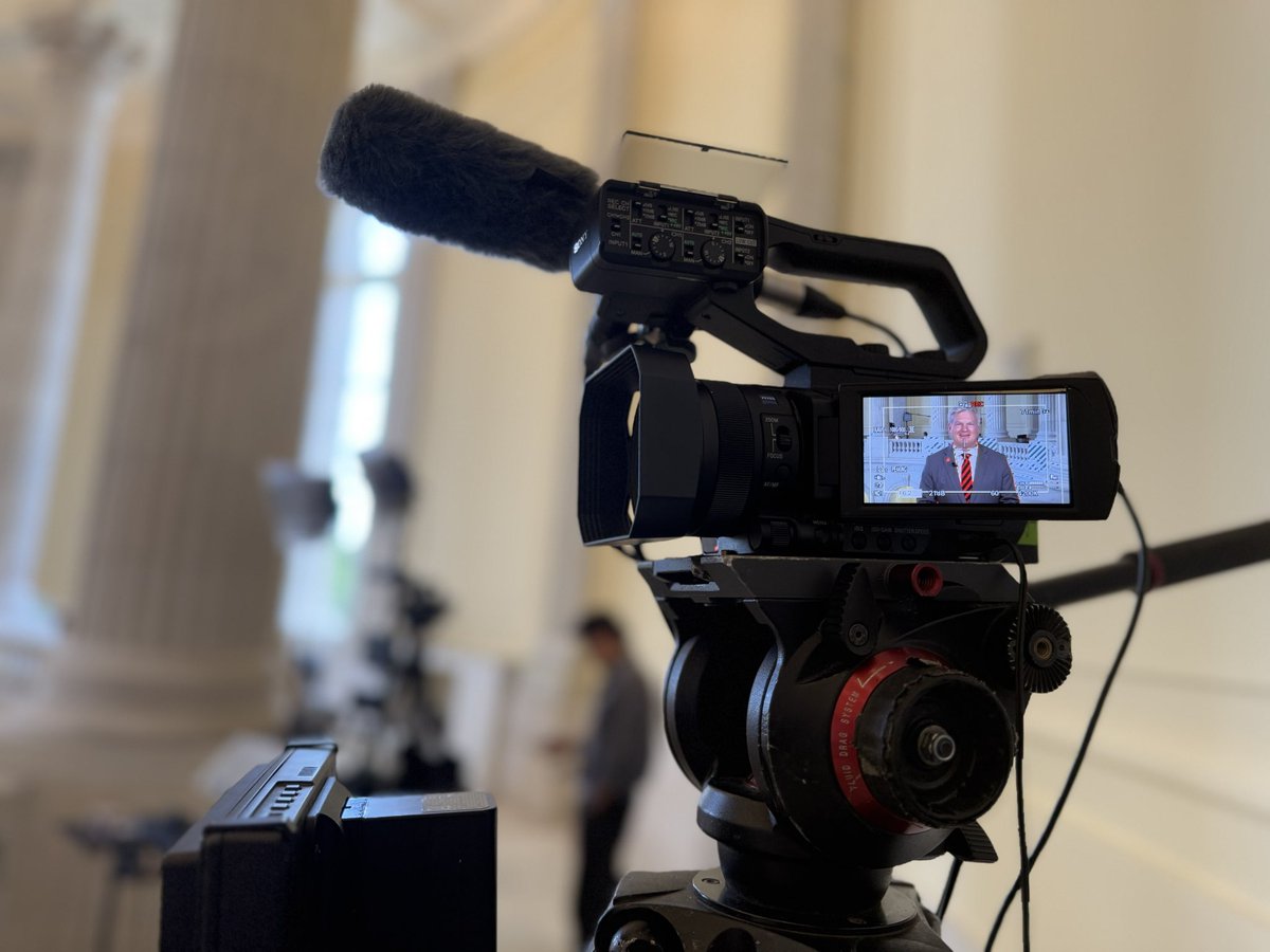 RepCollinsPress's tweet image. Behind the scenes with @RepMikeCollins on @Newsmax. All smiles talking about President Trump’s first 100 days in office.