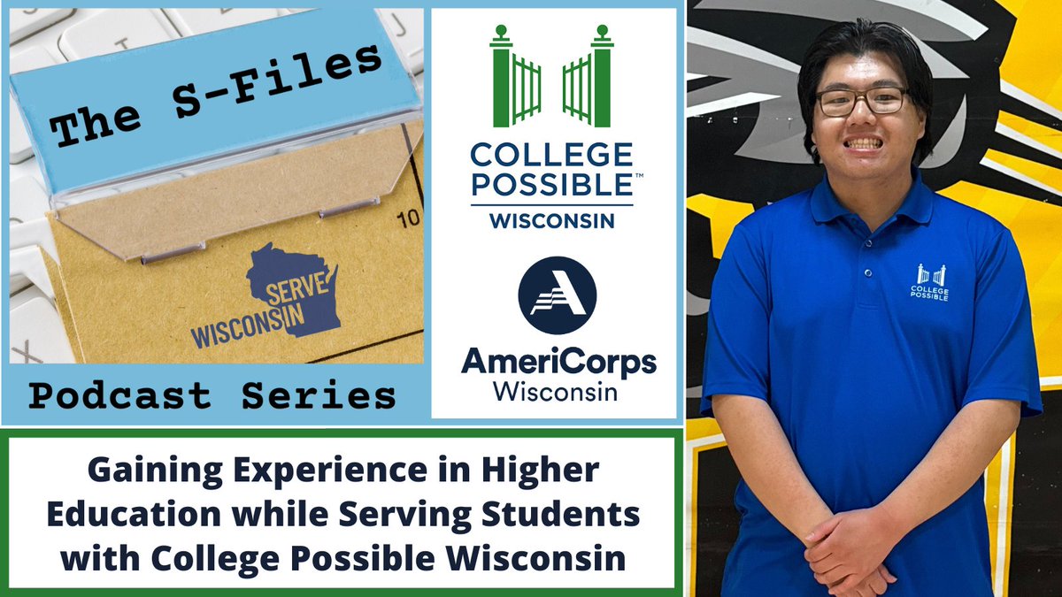 Serve Wisconsin (@servewisconsin) on Twitter photo Looking for positive story on how <a href="/AmeriCorps/">AmeriCorps</a> service can make a difference for students & provide experience for future career?
Check out the latest The S-Files episode, which explores service story of <a href="/CollPossibleWI/">College Possible Wisconsin</a> AmeriCorps member Haiying Yang.
servewisconsin.transistor.fm/episodes/gaini… Looking for positive story on how <a href="/AmeriCorps/">AmeriCorps</a> service can make a difference for students & provide experience for future career?
Check out the latest The S-Files episode, which explores service story of <a href="/CollPossibleWI/">College Possible Wisconsin</a> AmeriCorps member Haiying Yang.
servewisconsin.transistor.fm/episodes/gaini…