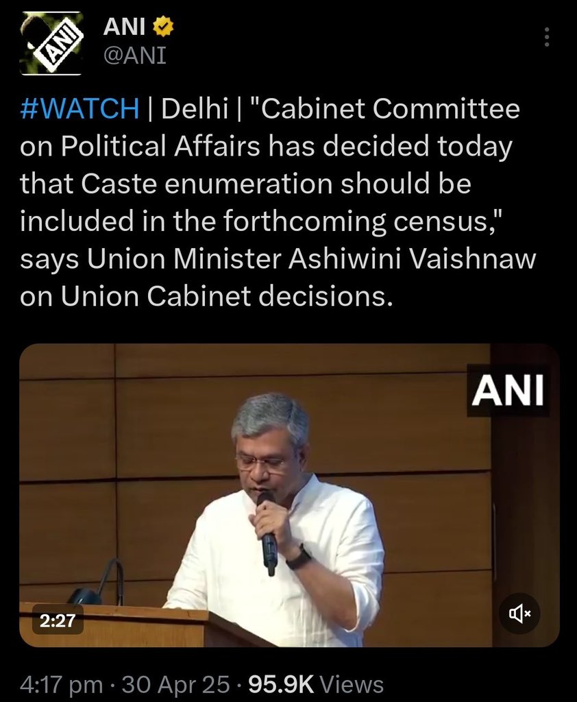 rai_kaushlesh's tweet photo. On Caste Census and Reservations
India’s reservation system is the world’s greatest illusion, a mass delusion. Every unemployed person from the general caste believes they are jobless solely because of reservations.

Those from reserved castes who have secured government jobs think their children’s future lies solely in reservations. Those from reserved castes who haven’t gotten jobs believe that they or their children will definitely get one, and only through reservations.
No one ever considers the total number of government jobs advertised each year versus the number of youths reaching employable age annually. It’s hard to find a greater example of mathematical dissonance.

Even the combined total of government and private sector jobs each year is insignificant compared to the number of youths entering the job market annually.
India’s and its youths’ future lies only in industrialization.

But in India, a job means a government job, and there’s an illusion that reservations guarantee government jobs. So, we burn buses and trains for reservations, but never for economic freedom.

Even India’s educated don’t understand what wealth is, why some countries are rich and others poor, what a job is, why jobs exist, how salaries can be higher, or why they are low in India. Every Indian demands jobs from the government, and socialist leaders win elections promising jobs, only to destroy jobs and make everyone poorer. The result of poverty is that people demand even more reservations, and those who haven’t benefited yet also start demanding them.

Imagine there’s one roti (bread). Many in the world said, “Divide the roti equally, and the problem will be solved.” But when Russia tried this, the roti vanished entirely, and even those who were getting some got nothing. Despite killing around 4 million Russians, no roti was produced.

In the USA and many European countries, they said, “Make your own roti and eat it.” No government permits or licenses are needed to make it. As a result, so many rotis are made that they go to waste.

Humans need nothing from the government except the freedom to make their roti and the assurance that neither the government nor anyone else will snatch it to redistribute. If this happens, so many rotis are made that there’s surplus.

Yes, not everyone’s roti is equal—some make more, some less, some good, some burnt.

In India, everyone says, “Let the government make the roti for us and give us our fair share.” Consequently, there’s always too little roti, leading to snatching and demands for reservations. This happens because the government can never make rotis. It’s not about intentions, corruption, or the lack of good leaders or bureaucrats. The government simply cannot make rotis.

Just as monkeys cannot make computers, no matter how good their intentions or how hard they work. Even in a country like the USA, when the government started dictating roti quality or mandating that some be given to the poor, roti production faced problems. 

Caring for the poor without rotis is the responsibility of society, families, and communities—not the government—and they have been doing so traditionally.

India needs a movement for complete economic freedom. Until there’s full economic freedom, protection of private property, and a culture of honoring commitments, movements for reservations will continue, people will keep starving, and youths will remain frustrated and unemployed, ready to fall into the trap of any revolutionary.
Study economics. 

Honor your word. Don’t covet others’ property.