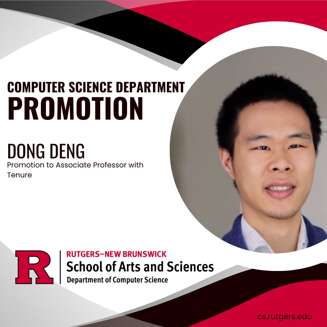 RutgersCS's tweet image. Please join us in congratulating CS Professors Dong Deng, Srinivas Narayana, and Sudarsun Kannan on their promotion to Associate Professor with Tenure! Your outstanding contributions to research, teaching, and the Rutgers community are truly commendable.