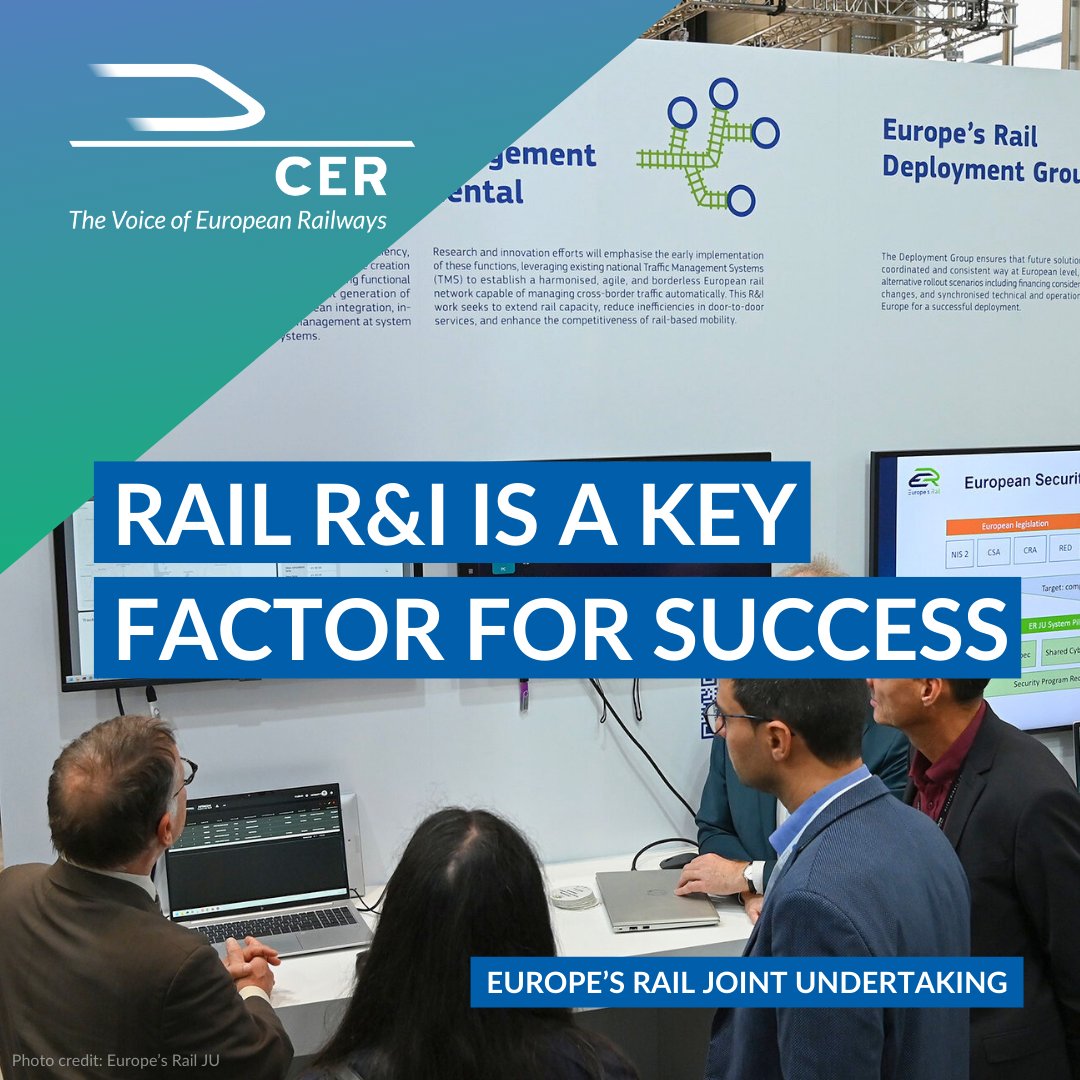 CER🚆 #OnTrackForEurope (@cer_railways) on Twitter photo The rail sector calls on the European Institutions to ensure a successor to <a href="/EURail_JU/">Europe's Rail JU</a>
To improve the European rail system and achieve the SERA & #TEN_T, a coordinated European approach to R&I is vital.
Joint statement📝cer.be/cer-positions/… The rail sector calls on the European Institutions to ensure a successor to <a href="/EURail_JU/">Europe's Rail JU</a>
To improve the European rail system and achieve the SERA & #TEN_T, a coordinated European approach to R&I is vital.
Joint statement📝cer.be/cer-positions/…