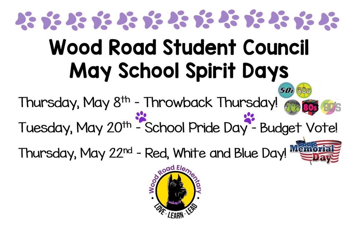Wood Road Elementary (@woodroadelem) on Twitter photo Here are the Wood Road Spirit Days for the month of May! We can't wait to see all of your school spirit! πππ <a href="/BSCSD/">Ballston Spa CSD</a> Here are the Wood Road Spirit Days for the month of May! We can't wait to see all of your school spirit! πππ <a href="/BSCSD/">Ballston Spa CSD</a>