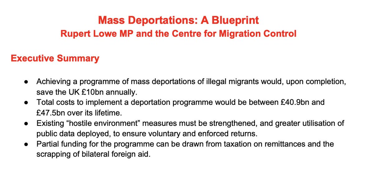 Rupert Lowe MP (@rupertlowe10) on Twitter photo Working together with <a href="/migrationCtrl/">Centre for Migration Control</a>, our research has found that a programme of mass deportations of illegal migrants would, upon completion, save the UK £10bn annually.
A fully detailed, and a fully costed policy.
Read our research in full.
rupertlowe.co.uk/wp-content/upl… Working together with <a href="/migrationCtrl/">Centre for Migration Control</a>, our research has found that a programme of mass deportations of illegal migrants would, upon completion, save the UK £10bn annually.
A fully detailed, and a fully costed policy.
Read our research in full.
rupertlowe.co.uk/wp-content/upl…