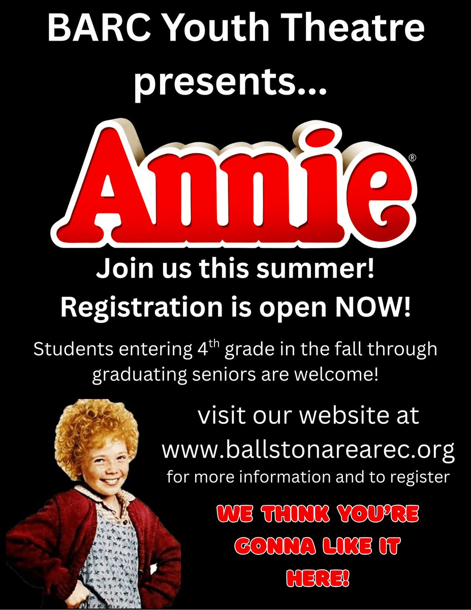 Wood Road Elementary (@woodroadelem) on Twitter photo The BARC Youth Theatre is offering this fun summer program! Registration is open now until May 18th. Click here if you are interested in becoming part of the production! ballstonarearec.org/barc-youth-the⦠<a href="/BSCSD/">Ballston Spa CSD</a> The BARC Youth Theatre is offering this fun summer program! Registration is open now until May 18th. Click here if you are interested in becoming part of the production! ballstonarearec.org/barc-youth-the⦠<a href="/BSCSD/">Ballston Spa CSD</a>