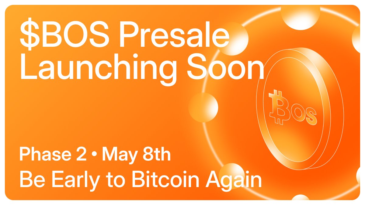 BOSes. 🫡

The wait is almost over…

Phase 2 of the $BOS token presale officially goes live May 8th. ⚡

Phase 2 expands access to the token that powers BitcoinOS–an operating system enabling zk-powered programmability and trustless interoperability across chains, all anchored