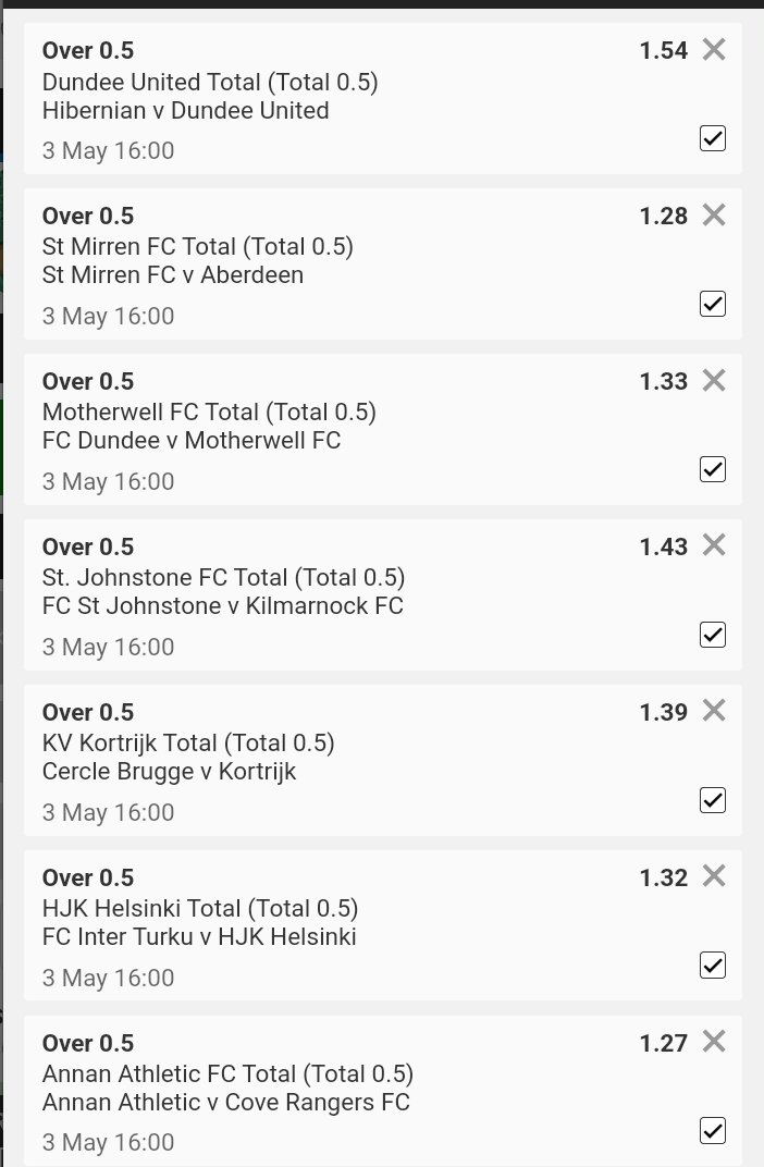ThaboMakgobi's tweet photo. Saturday, 03 May 2025, 16:00.

🏴󠁧󠁢󠁥󠁮󠁧󠁿: Over 0.5 goals; X98DA923D, 14 legs, 260 Odds

🇧🇪🏴󠁧󠁢󠁳󠁣󠁴󠁿🇳🇴: 0.5 goals; X98DB63EF, 20 legs, 600 Odds

🇧🇪🏴󠁧󠁢󠁳󠁣󠁴󠁿🇳🇴🏴󠁧󠁢󠁥󠁮󠁧󠁿: Over 0.5 goals; X98DB4D18, 34 legs, 160k Odds

🇧🇪🏴󠁧󠁢󠁳󠁣󠁴󠁿🇳🇴🏴󠁧󠁢󠁥󠁮󠁧󠁿: Over 1.5 goals; X98DCC25C, 34 legs, 2k Odds
#PowerHour https://t.co/fx9uIP3AB8