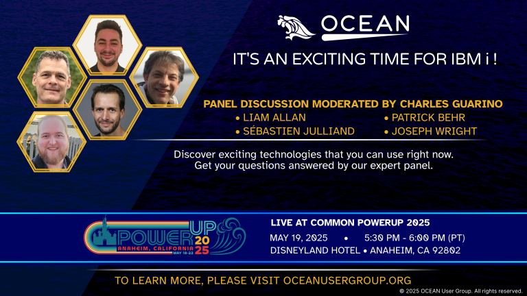 It's an exciting time for #IBMi! Discover new tech you can use right now when you attend this Panel, moderated by <a href="/charlieguarino/">Charles Guarino</a>!  At 6 pm we're giving away a #TechCon25 pass &amp; then heading to the #POWERUp2025 Vendor Expo! 

Details: oceanusergroup.org <a href="/P_Behr/">Patrick Behr</a> <a href="/Wright4i/">Joseph Wright</a>
