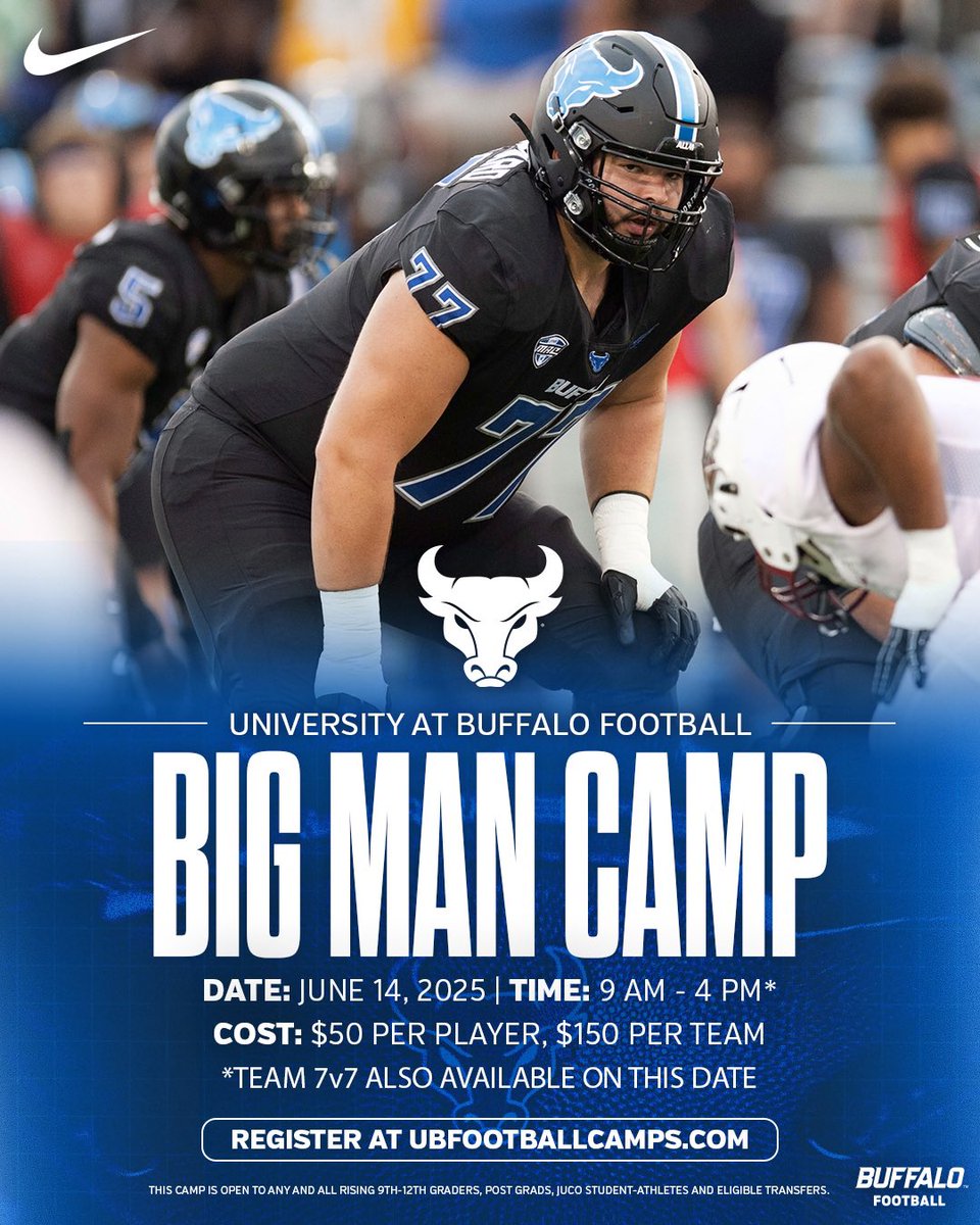 Logan Newman (@logannewman01) on Twitter photo All my O-Line & D-Line! Come get coached up by some of the best in the business <a href="/CoachZeek_/">Isiah Dunning</a> & <a href="/Stansfield_Matt/">Matt Stansfield</a>! Our Big Man camp will take place Saturday, June 14! Come check out everything Buffalo has to offer!
Register Today: ubfootballcamps.com
#UBHornsUP All my O-Line & D-Line! Come get coached up by some of the best in the business <a href="/CoachZeek_/">Isiah Dunning</a> & <a href="/Stansfield_Matt/">Matt Stansfield</a>! Our Big Man camp will take place Saturday, June 14! Come check out everything Buffalo has to offer!
Register Today: ubfootballcamps.com
#UBHornsUP