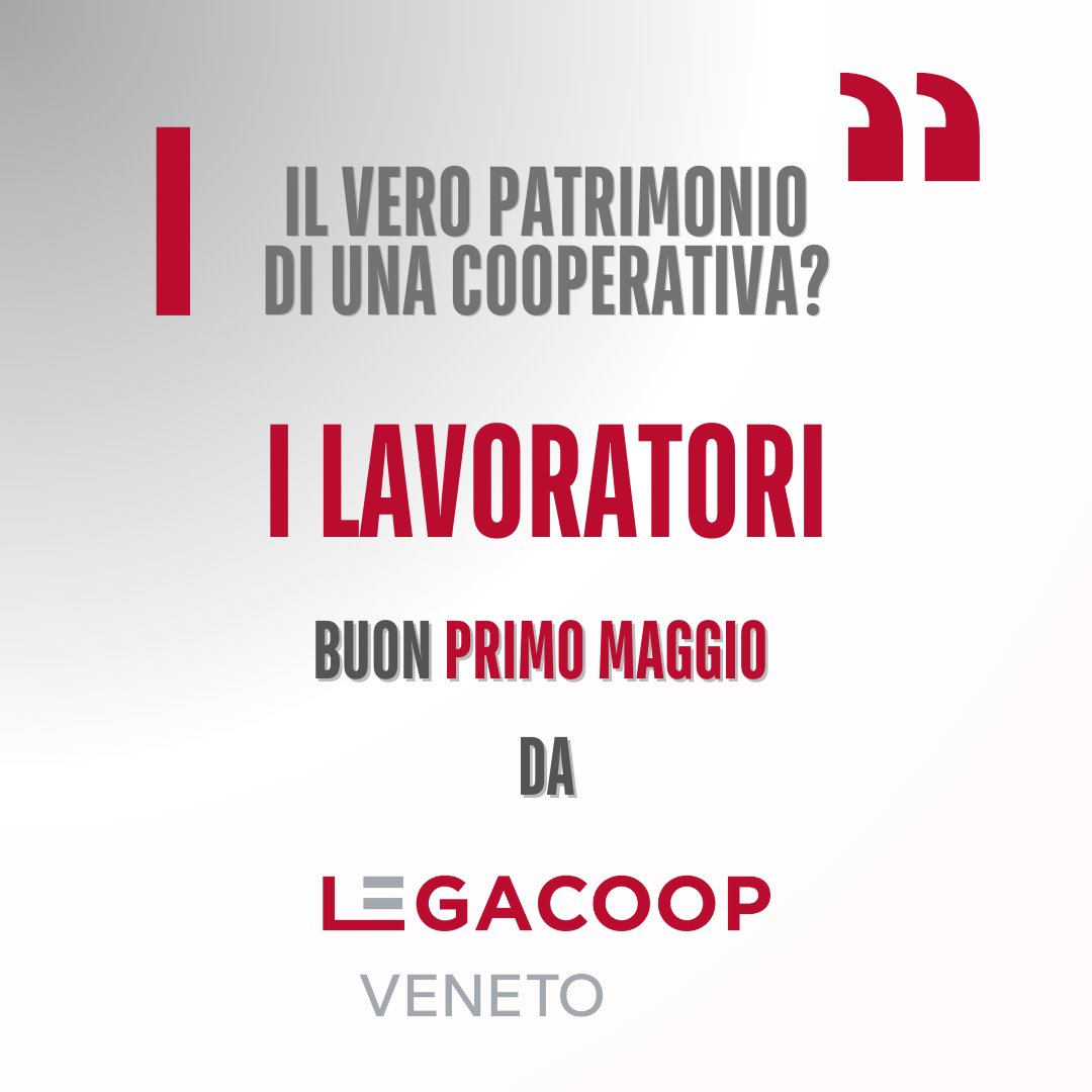 #1maggio25
Mettere al centro i #soci e i #lavoratori tutti, insieme al loro know-how, ossia il vero patrimonio di un’impresa che persegue l’interesse della #collettività.

Per #LegacoopVeneto, questo è il senso del #farecooperazione.

#festadeilavoratori #1maggio #cooperazione