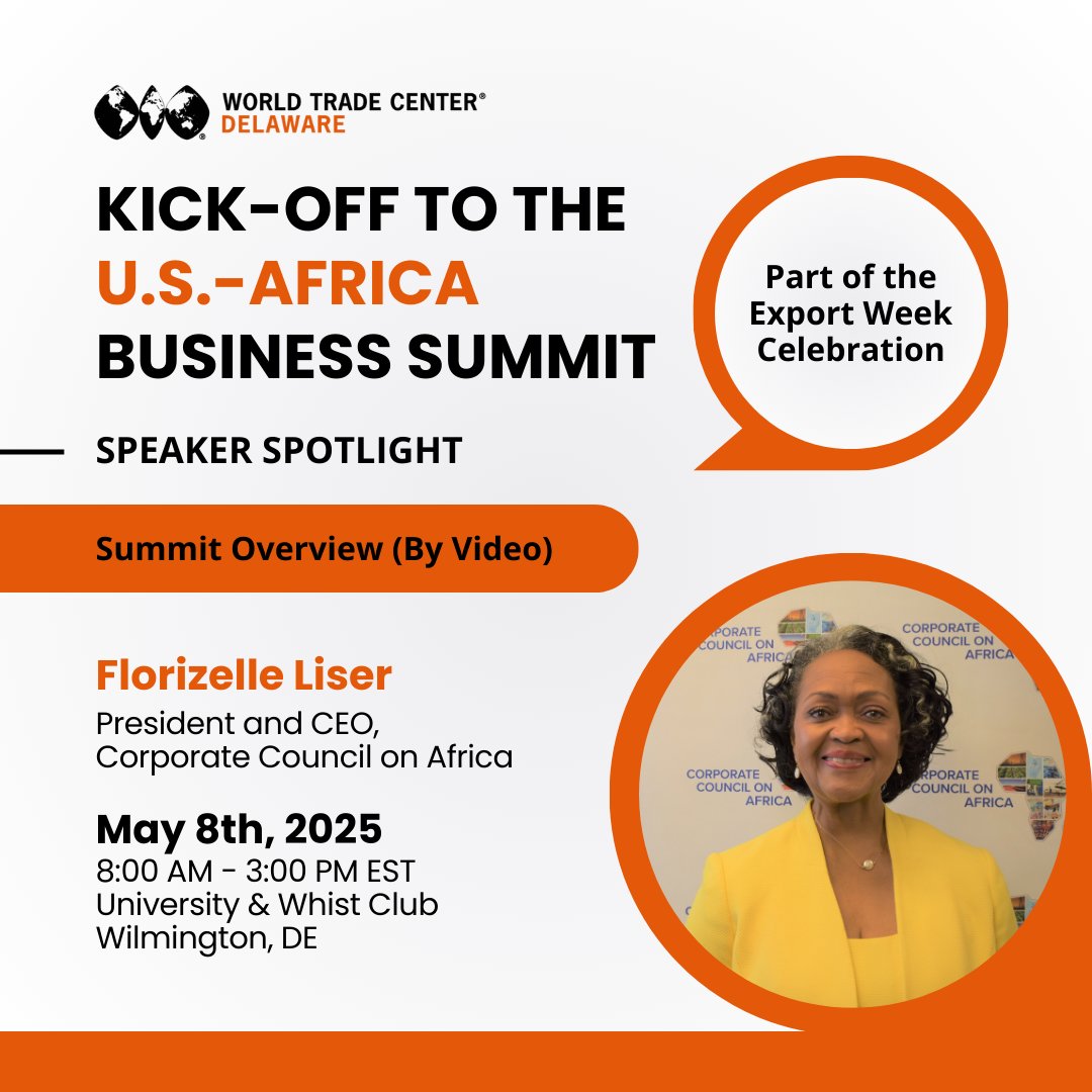 🤗  Advance Your Africa Strategy: WTC Delaware's Summit Kick-Off Event – May 8
.
👍 Opportunities for U.S.-Africa Trade: A One-Day Seminar for Anyone Interested in Expanding Their Business
.
🔗 conta.cc/3GAe1Te