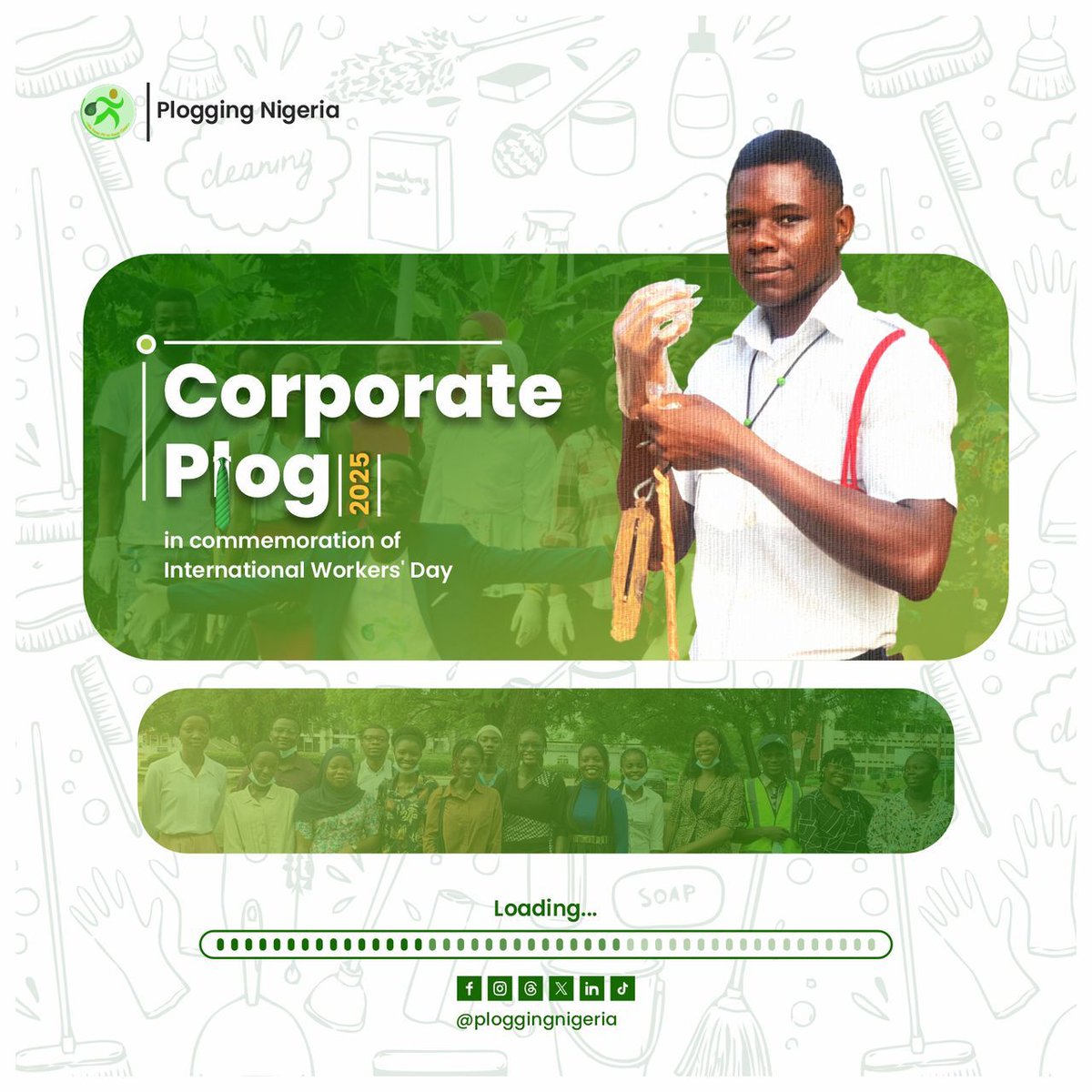 Dear All, 

Get ready for another exciting Plogging Episode — it’s time for the #CorporatePlog 👔👗

This special edition takes us across Nigeria as we commemorate International Workers’ Day. Through this plog, we’re spotlighting a powerful message: every profession, every job,