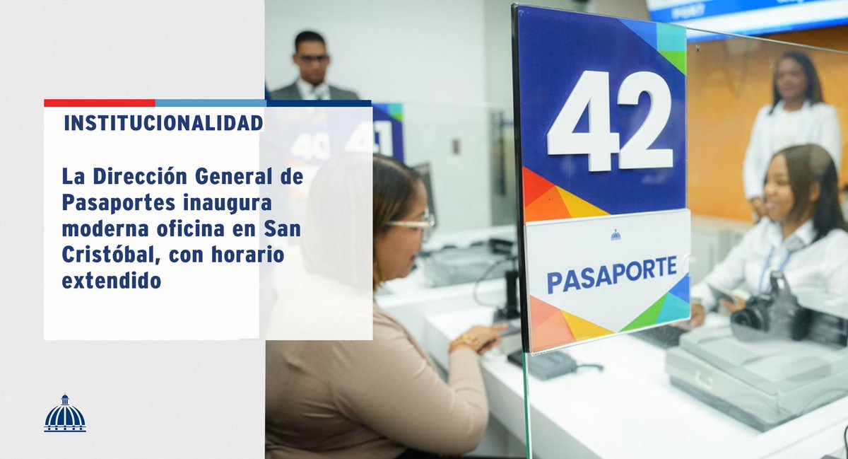 La @PasaportesRD inauguró una nueva oficina en el Punto GOB de San Cristóbal, ubicado en el sector Madre Vieja Norte.

📲 Más información, aquí: presidencia.gob.do/noticias/la-di…

#Institucionalidad #ComunicacionesDO