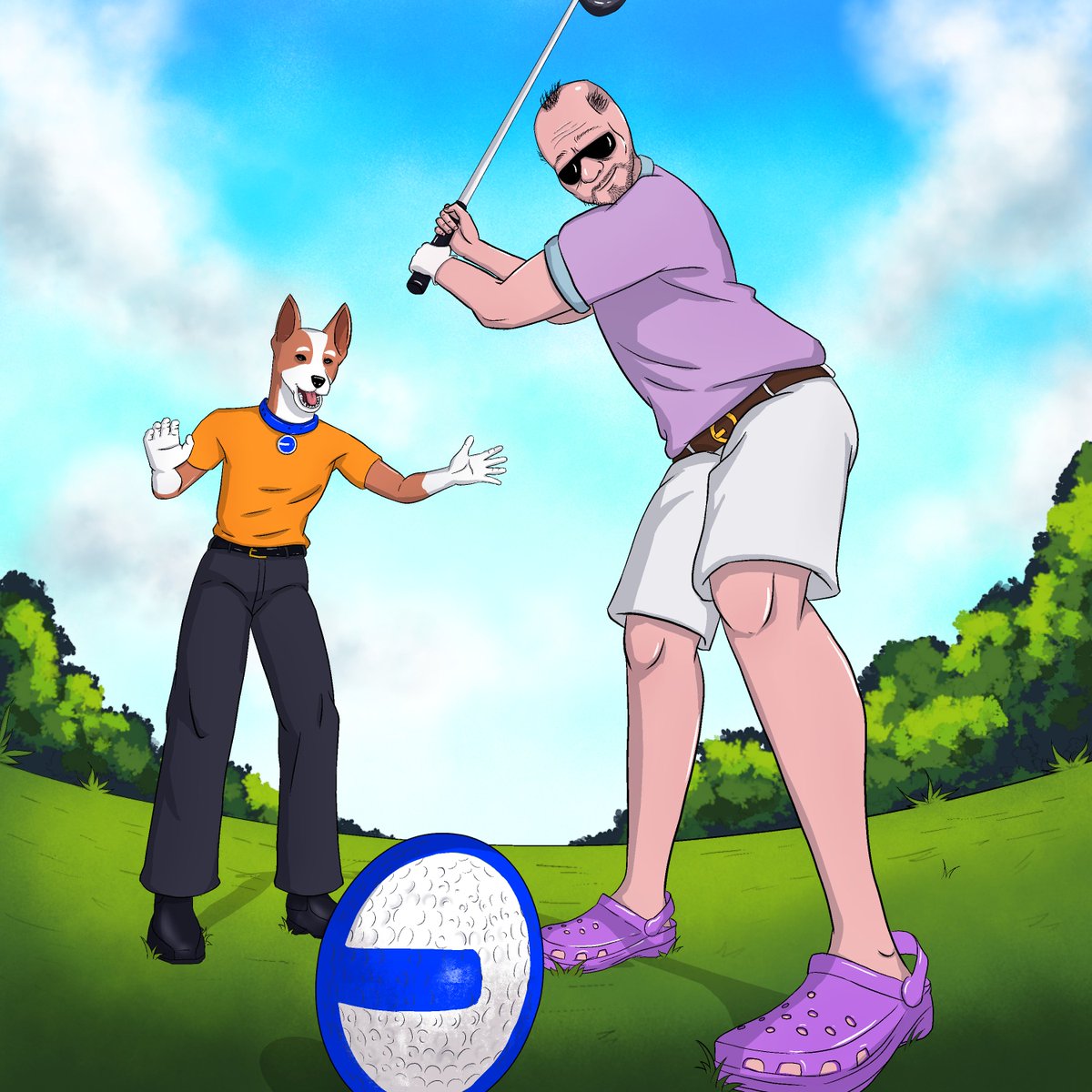 ⛳️🐶Boomer's @Base Collab Tour🎭9/14 – Boomer x <a href="/Basenjiofficial/">Basenji</a> 

$Boomer: “These <a href="/Crocs/">Crocs</a> got me through three divorces and two bear markets🏌️‍♂️”
$Benji: “And now a triple bogey 🐕😂"

The Base course is open. Bring your best game (or your worst shoes).

@Zora mint below👇