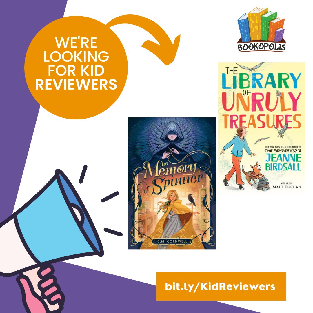 Bookopolis's tweet image. Do you know a 3rd-8th grader who loves to read and share their opinion? We'd love to send them a FREE copy of an advanced book in exchange for their honest review as part of our BOOKOPOLIS POWER REVIEWER program. Learn more or sign up: bit.ly/KidReviewers