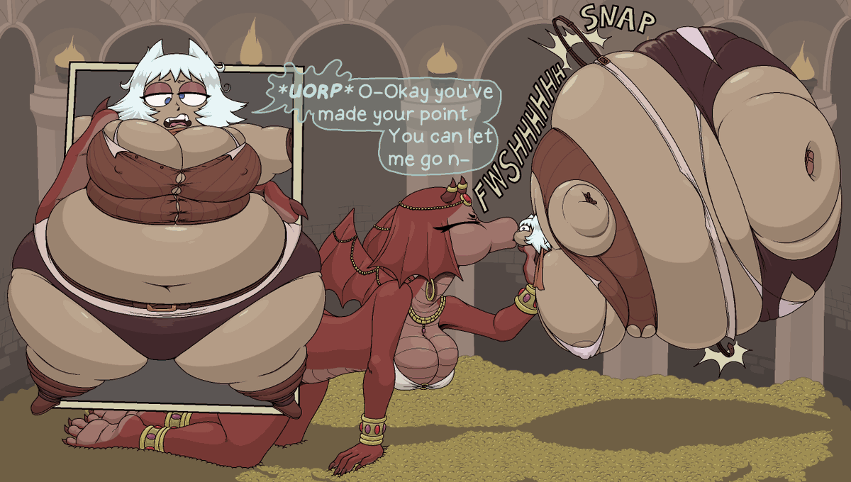 BurgerKurger's tweet photo. the thieving Bandit of Lilith's Lair fame has been captured by the dragoness!! do not inflate bandits it's not nice!!! https://t.co/uoTMkAG9Oo