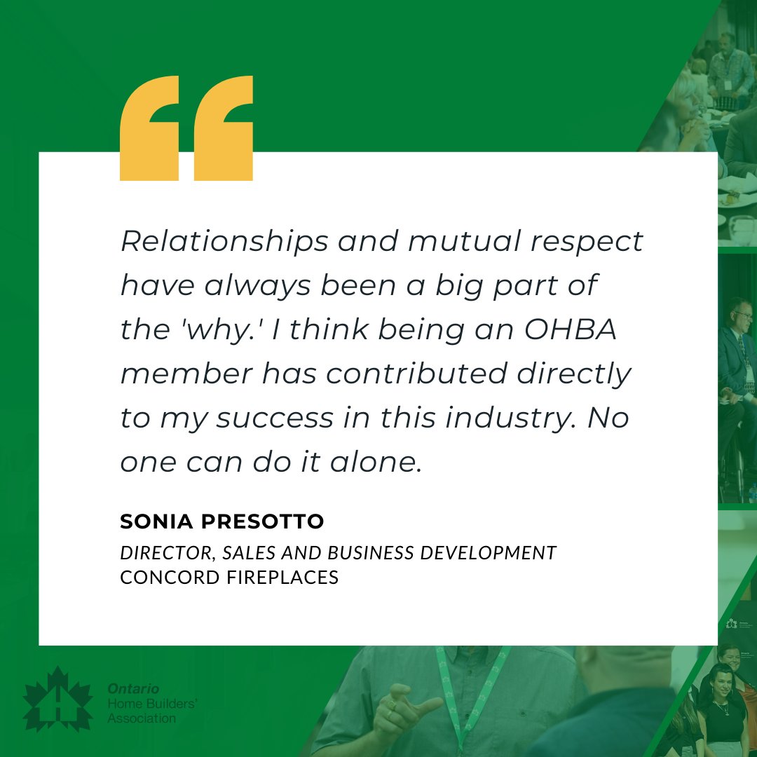 Concord Fireplaces Director of Sales and Business Development, Sonia Presotto, shared how she's grown her career by being a member and proud sponsor of OHBA.