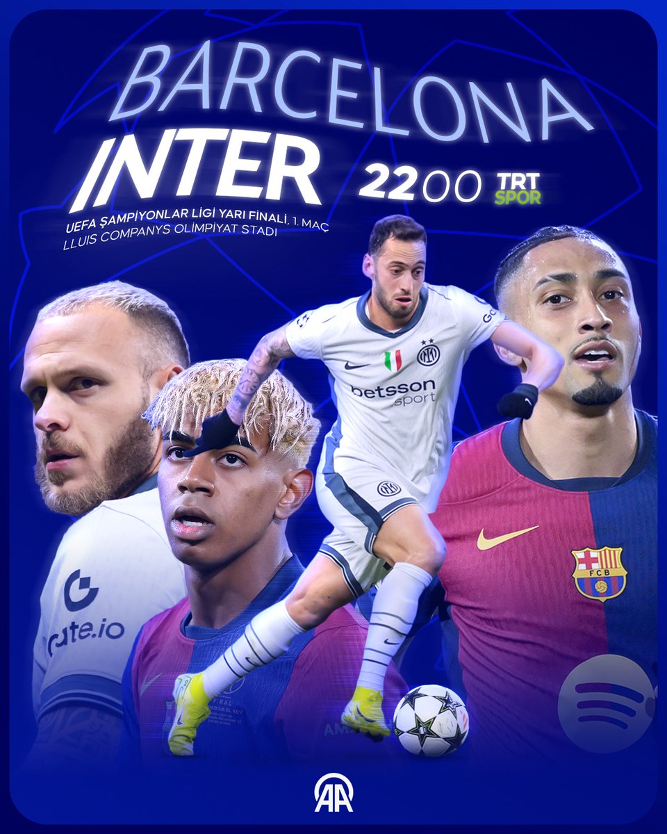 "Şampiyonlar Ligi" 'nde "İnter" kaçıyor, "Barcelona" kovalıyor.

Bakalım kazanan kim olacak

Ama seyir zevki yüksek bir maç

"Lamine Yamal"