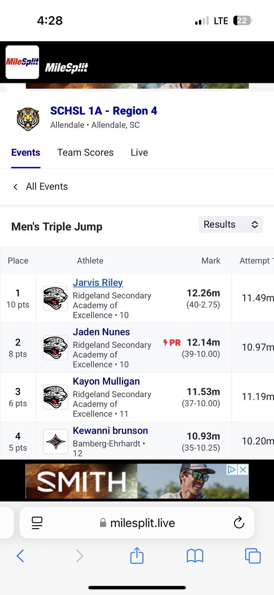 PR triple jump “12.14m”(Jayden Nunes) Class of 2027 | Region 4 A Boys track Champion