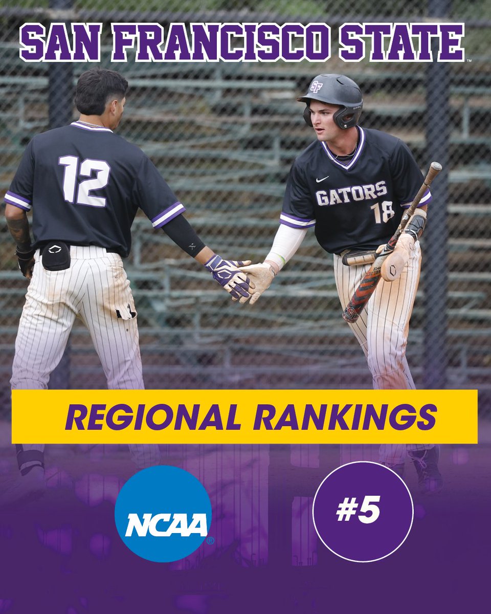 The Gators are ranked #5 in the first NCAA Regional ranking!

📰sfstategators.com/news/2025/4/30…