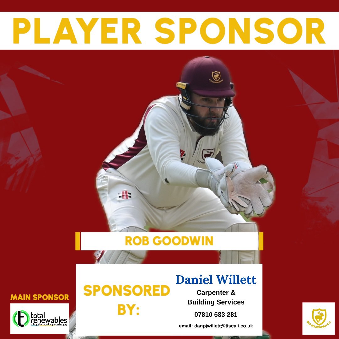 Old Buckenham CC (@oldbuckenhamcc) on Twitter photo โผ๏ธPLAYER SPONSORSHIPโผ๏ธ
Our fourth Player Sponsor is <a href="/Rob_Goodwin1/">Rob Goodwin</a> . He is kindly sponsored by Daniel Willett Carpenter and Building Services. Daniel can help with any of your building and Carpentry needs! Good luck to both Daniel and Rob. โผ๏ธPLAYER SPONSORSHIPโผ๏ธ
Our fourth Player Sponsor is <a href="/Rob_Goodwin1/">Rob Goodwin</a> . He is kindly sponsored by Daniel Willett Carpenter and Building Services. Daniel can help with any of your building and Carpentry needs! Good luck to both Daniel and Rob.