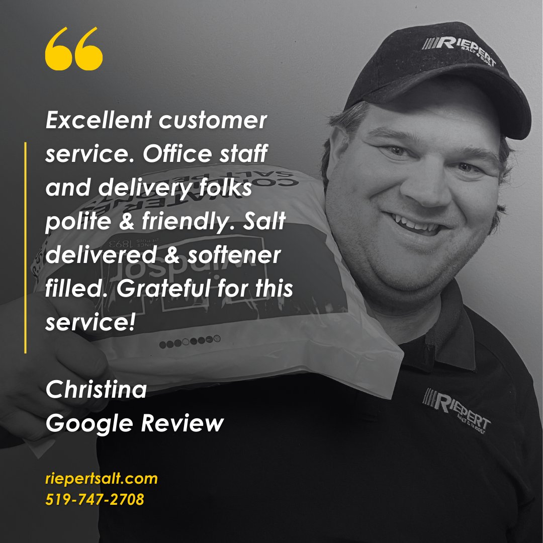 Thank you Christina! #googlereview #kwlocal #waterlooregion #kitchenerwaterloo #watersoftenersalt #yougottashopherewr