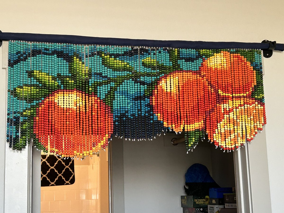 I don’t think I ever showed this off here..
I finally got this beaded curtain I made mounted and I’m SO happy with how it looks 🍊🍊🍊
