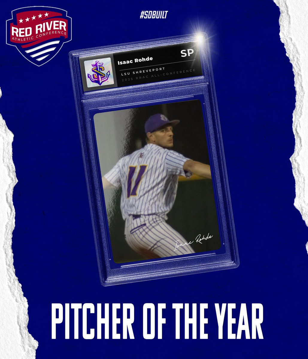 Isaac Rohde of @lsus_athletics was named 2025 RRAC Baseball Pitcher of the Year and first-team all-conference for the second consecutive year. Complete list: redriverconference.com/sports/bsb/202…
