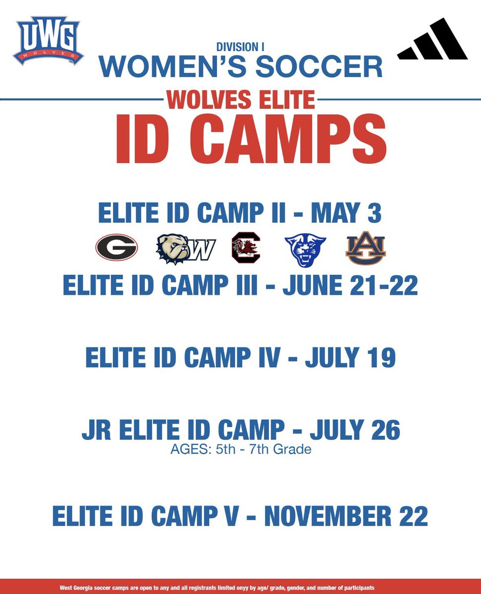 Just 5️⃣ spots remaining for this weekend! We hope to see you there! #WeAreOne     

🐺 ⚽️ 

🔗: westgeorgiasoccercamps.totalcamps.com/shop/EVENT