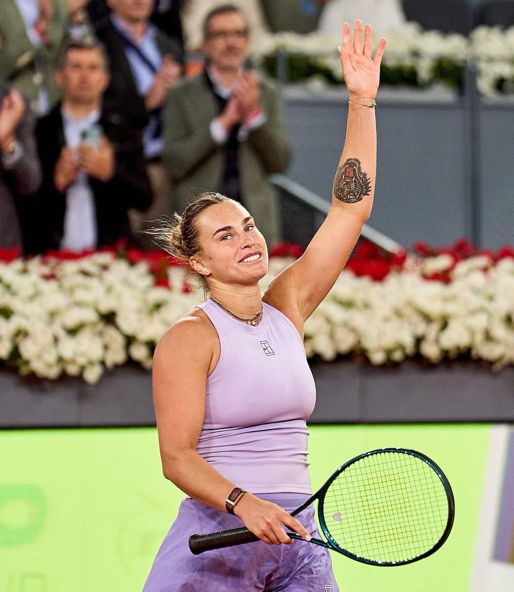 Sabalenka d. Marta Kostyuk 7-6(4) 7-6(7)

Great match from both. 

3 set points saved in set 2. 

Aryna reaches her 3rd consecutive semifinal in Madrid.

This is also her 3rd consecutive WTA 1000 semifinal.

✅4th Madrid SF
✅Won 15 of last 16 matches in Madrid

Delivering. 

🐅