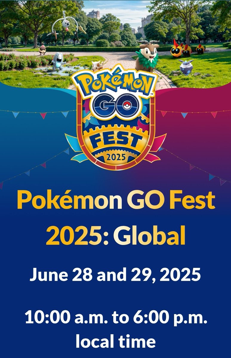 GO-FEST 2025 GLOBAL TICKET GIVEAWAY!! 🥳 🌎 🎟 

I am giving away one code for the Global Go-Fest 2025 event in Pokémon GO thanks to Niantic 

To enter, please LIKE, REPOST &amp; COMMENT on this post, and 1 winner will be drawn at random and notified on X via DM! CLOSING DATE 1st