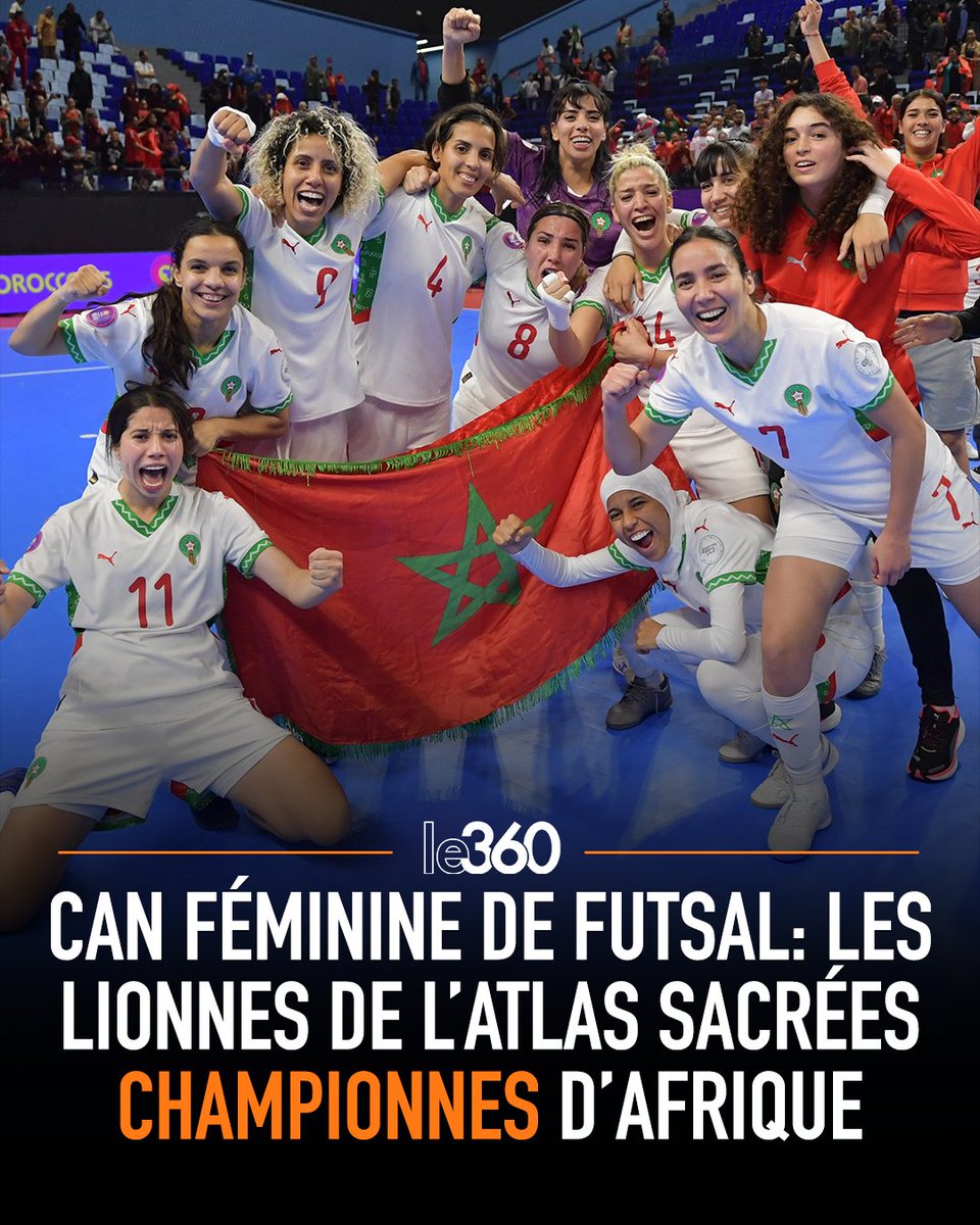 HISTORIQUE 🇲🇦🏆

C’est fait! Les Lionnes de l’Atlas ont remporté, ce mercredi 30 avril, la première édition de la CAN féminine de futsal, Maroc-2025, en s’imposant face à la sélection tanzanienne sur le score de 3 à 2.
