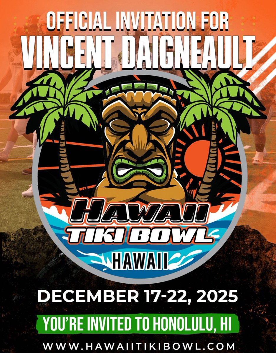 Thank you coach <a href="/FillippSAU/">Vince Fillipp</a> for the invite to the <a href="/HawaiiTikiBowl/">Hawaii Tiki Bowl</a>