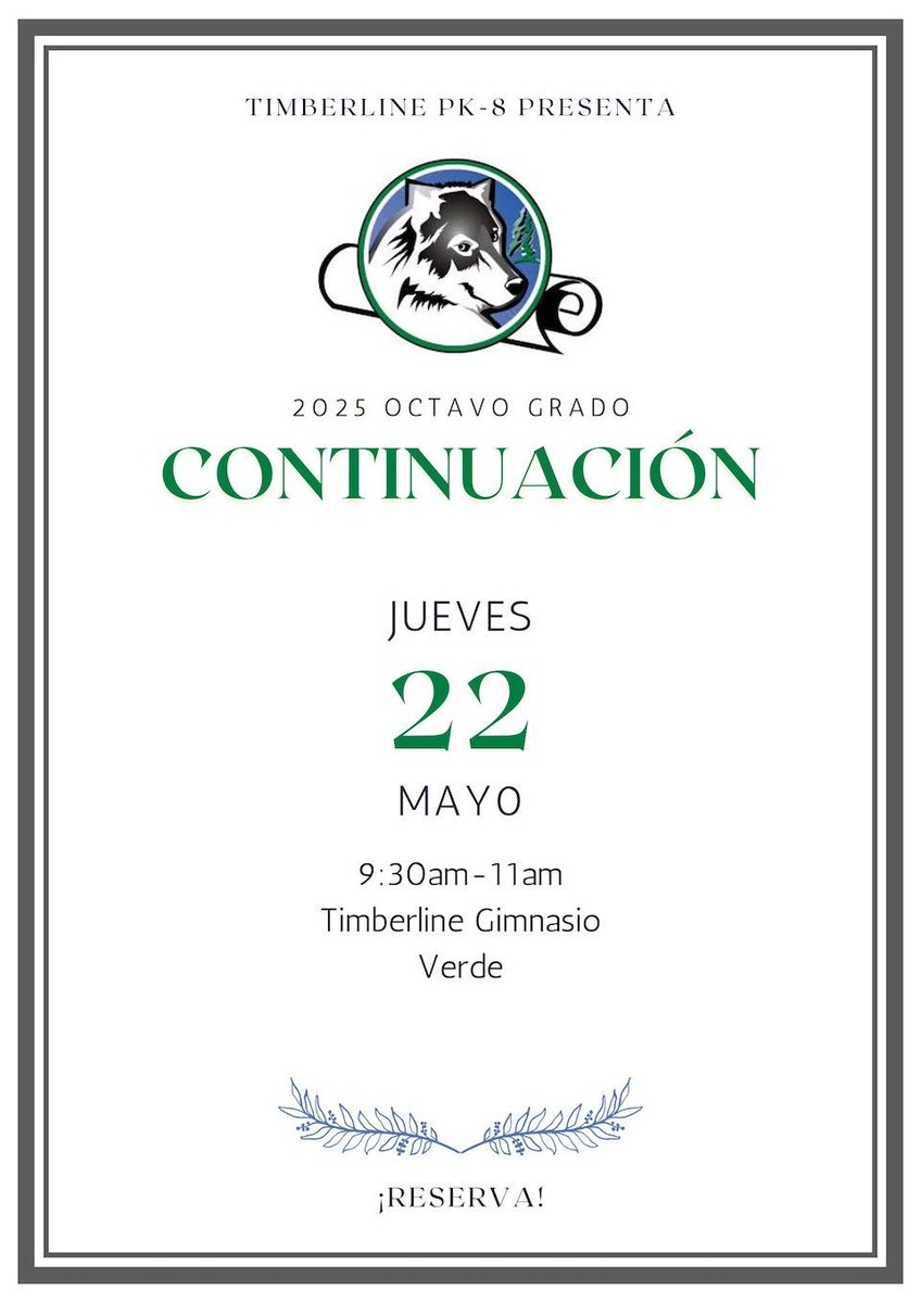 Mark your calendars-Timberline 8th Grade Continuation is coming soon! Join us as we celebrate these incredible students and all they've accomplished!