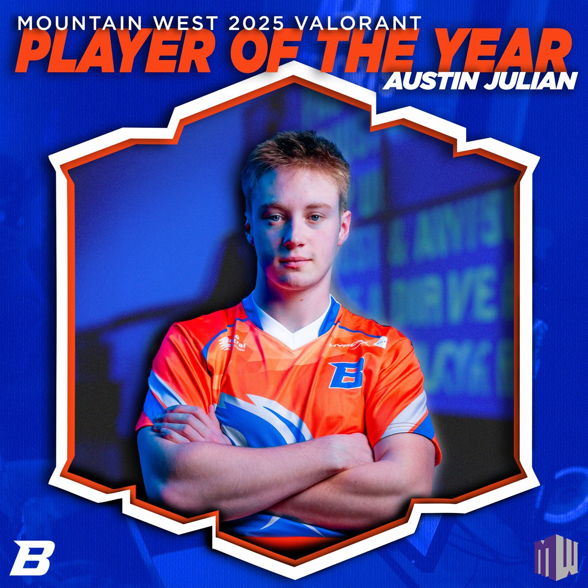 BoiseStEsports's tweet image. Big congratulations to Austin "@prestigeVL" Julian for being the Mountain West 2025 Valorant Player of the Year!