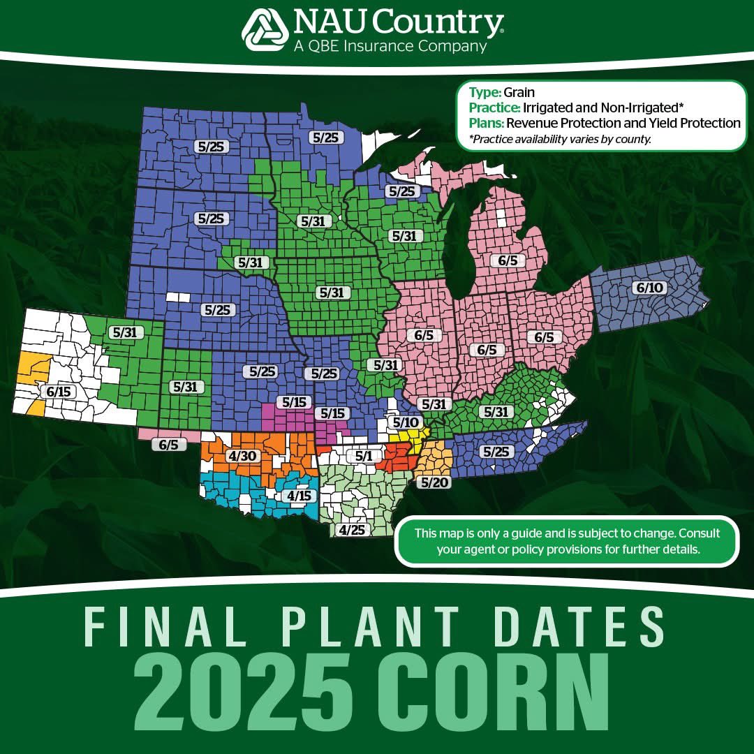 Final Plant Dates for the Midwest are here! Be sure to check your policy guidelines to stay compliant with your crop insurance coverage. Have questions? Contact your NAU Country Representative today!
#PlantingSeason #MidwestFarming #CropInsurance