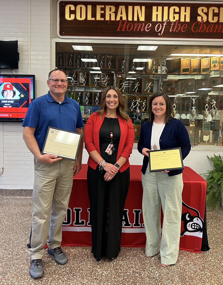 We recently celebrated two amazing CHS staff members: Mr. Greg Weaver, CHS T in PTA award recipient and Mrs. Nicole Forcum, Hamilton County Excellence in Education award recipient. We are so lucky to have these two support our students and be part of our staff.