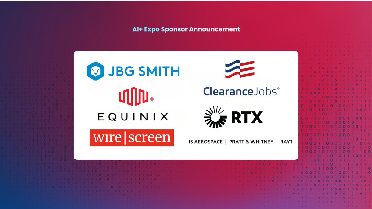 Special Competitive Studies Project (@scsp_ai) on Twitter photo We're thrilled to announce RTX (<a href="/RTX_News/">RTX</a>), <a href="/ClearanceJobs/">ClearanceJobs 🇺🇸</a>, <a href="/WirescreenAI/">WireScreen</a>, <a href="/jbgsmith/">JBG SMITH</a>, and <a href="/Equinix/">Equinix, Inc.</a> as sponsors joining us at the AI+ Expo this June 2-4 in Washington D.C. Join us and our event partners! Register today: expo.scsp.ai/register/ We're thrilled to announce RTX (<a href="/RTX_News/">RTX</a>), <a href="/ClearanceJobs/">ClearanceJobs 🇺🇸</a>, <a href="/WirescreenAI/">WireScreen</a>, <a href="/jbgsmith/">JBG SMITH</a>, and <a href="/Equinix/">Equinix, Inc.</a> as sponsors joining us at the AI+ Expo this June 2-4 in Washington D.C. Join us and our event partners! Register today: expo.scsp.ai/register/