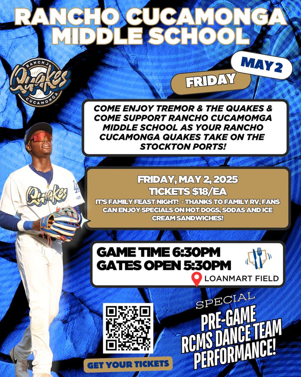 Cucamonga School District (@cucamongasd) on Twitter photo 🎉 RCMS Night at the Ballpark! ⚾
Join us Friday, May 2 at LoanMart Field to cheer on the Quakes & support Rancho Cucamonga Middle School!
Check out our flyer for more details! 🎉 RCMS Night at the Ballpark! ⚾
Join us Friday, May 2 at LoanMart Field to cheer on the Quakes & support Rancho Cucamonga Middle School!
Check out our flyer for more details!