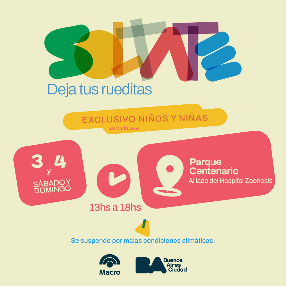 Este finde Soltate en Parque Centenario para que los más chicos aprendan a andar en bici🚲