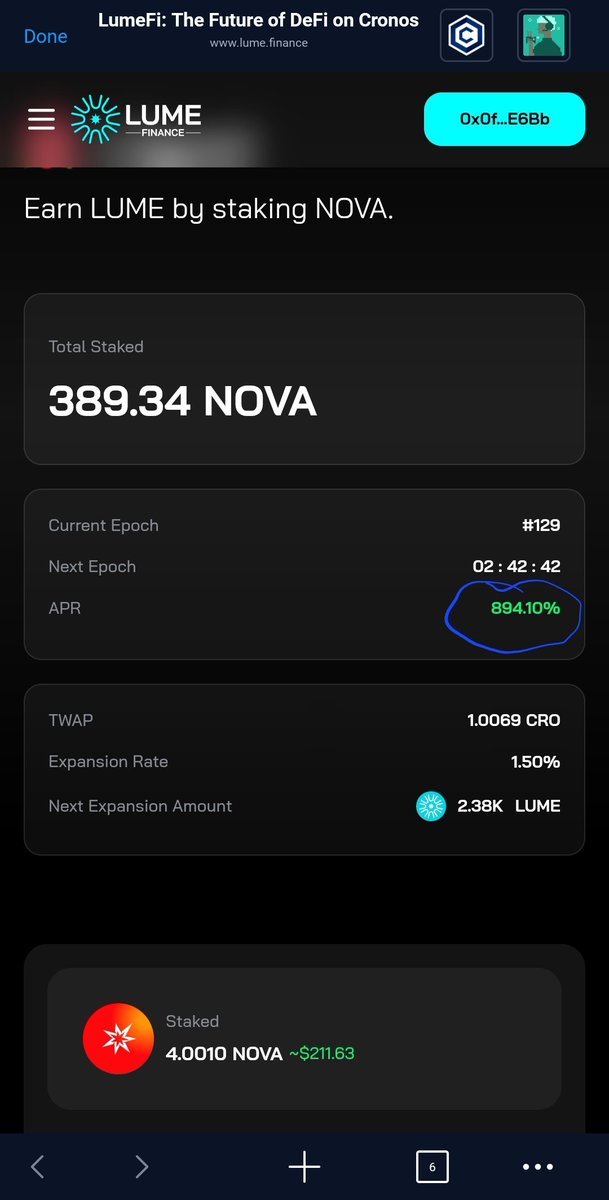 Best APR on Cronos right now.

Gotta get me some Nova <a href="/LumeonCro/">Lume Finance</a>