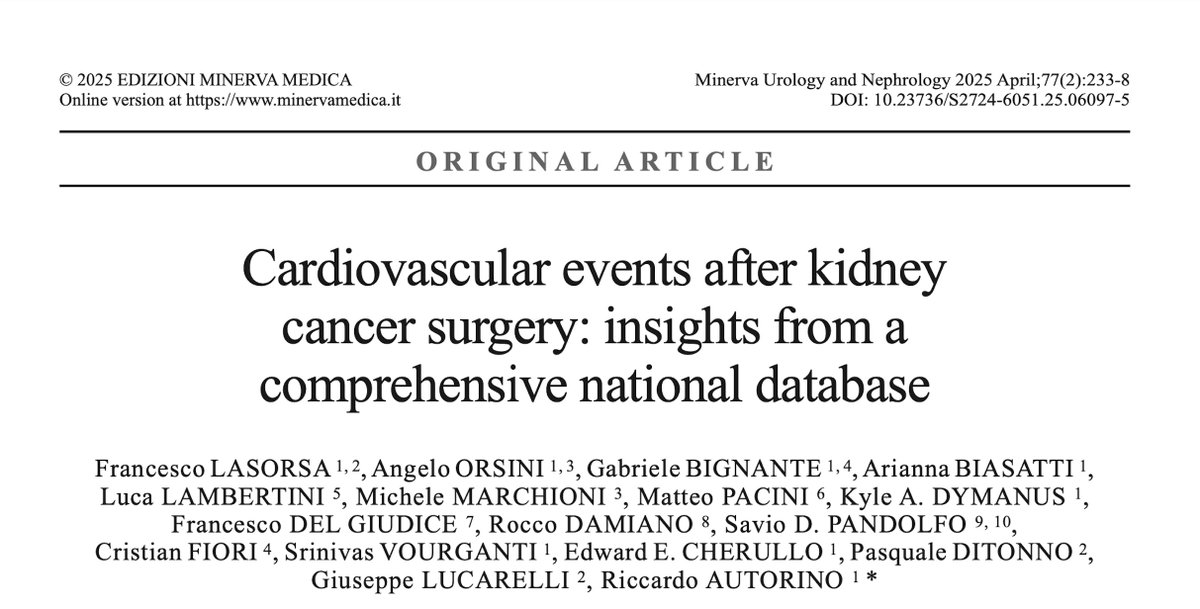 Our latest article finally on <a href="/MUN_journal/">Minerva Urology and Nephrology</a> 
🫀 RN has higher MCE rates 
1️⃣ 46,295  RN vs 44,455 PN 
📈 RN linked to greater MCE risk (OR 1.51) 

doi: 10.23736/S2724-6051.25.06097-5.