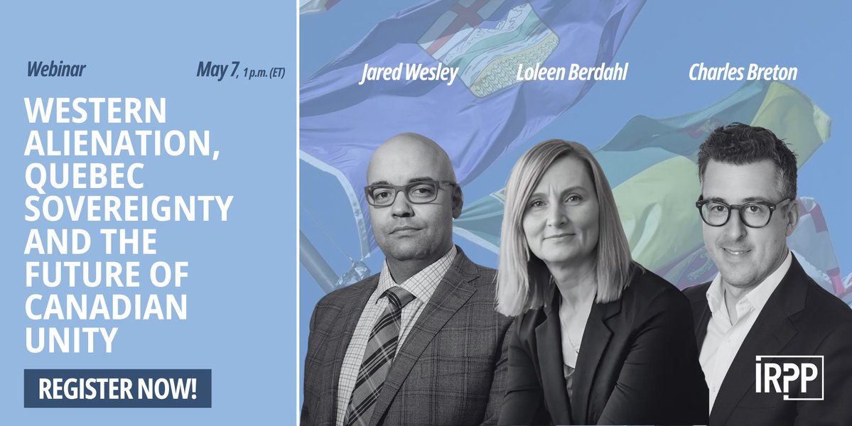 IRPP (@irpp) on Twitter photo Western alienation. Qc sovereignty. What's next for Canadian unity?
Join us May 7 as <a href="/charlesbreton/">Charles Breton</a>, <a href="/LoleenB/">Loleen Berdahl</a> & <a href="/DrJaredWesley/">Jared Wesley</a> unpack the election’s regional verdicts & what they mean for national unity, Prairie politics, and Qc's sovereignty movement.
🔗 hubs.li/Q03ktH5Z0 Western alienation. Qc sovereignty. What's next for Canadian unity?
Join us May 7 as <a href="/charlesbreton/">Charles Breton</a>, <a href="/LoleenB/">Loleen Berdahl</a> & <a href="/DrJaredWesley/">Jared Wesley</a> unpack the election’s regional verdicts & what they mean for national unity, Prairie politics, and Qc's sovereignty movement.
🔗 hubs.li/Q03ktH5Z0