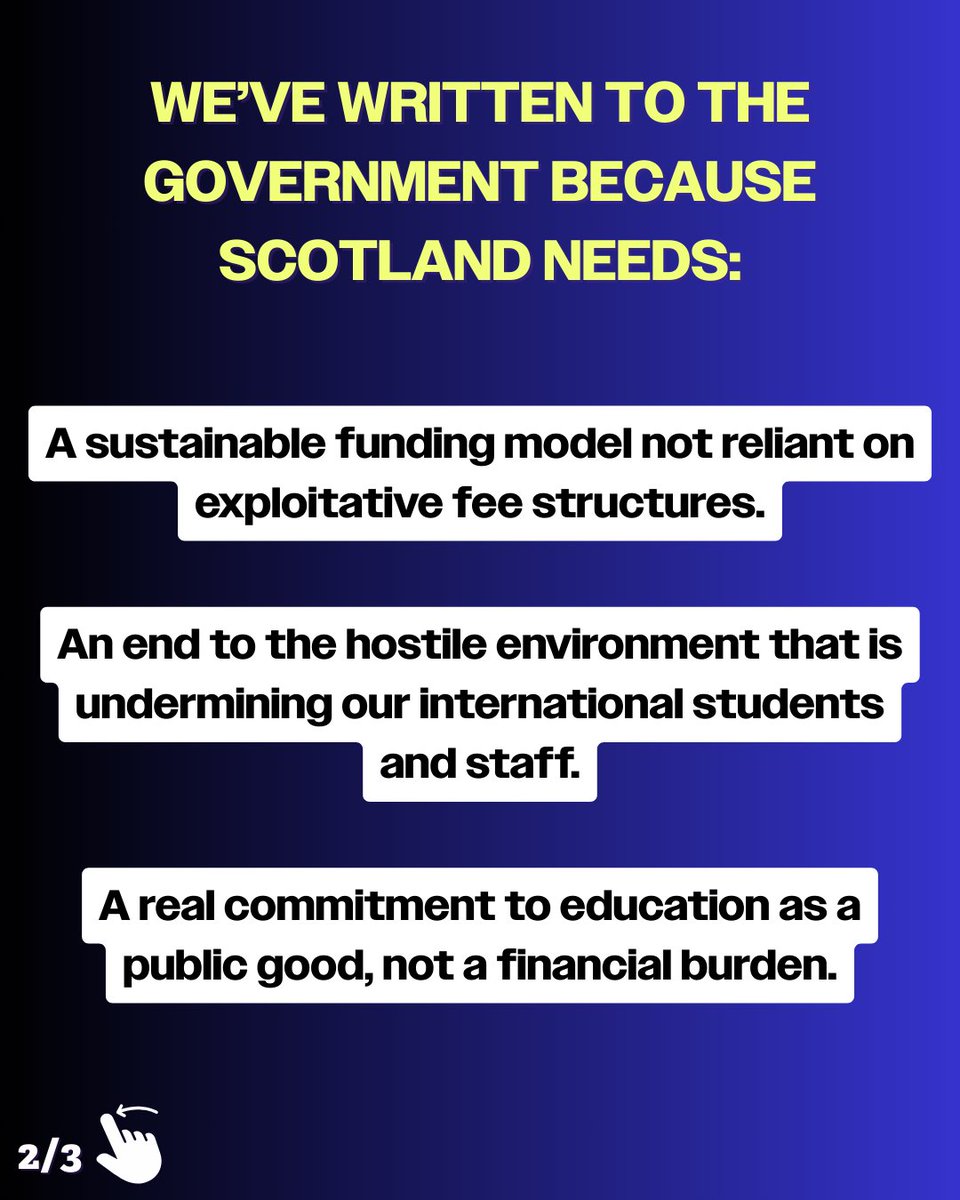 NUSScotland's tweet image. This morning we’ve sent the Higher and Further Education Minister, Graeme Dey MSP, a letter demanding that the Scottish Government take greater action to address the crises in the Scottish education system.

Want to sign?:
nus-scotland.org.uk/letter_to_mini…
