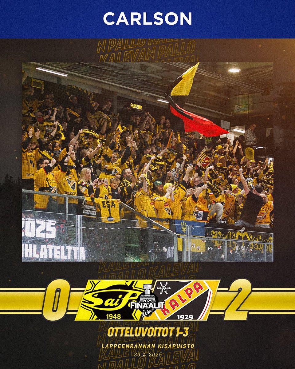 🔥 KALEVAN PALLO VOITTAA!

🎯 KASPER SIMONTAIVAL ISKEE KAHDESTI JA STEFANOS LEKKAS PISTÄÄ LUUKUT KIINNI!

🏆 SUOMEN MESTARUUS ON ENSIMMÄISTÄ KERTAA KATKOLLA OLVI AREENALLA PERJANTAINA!

#KalPa #Liiga