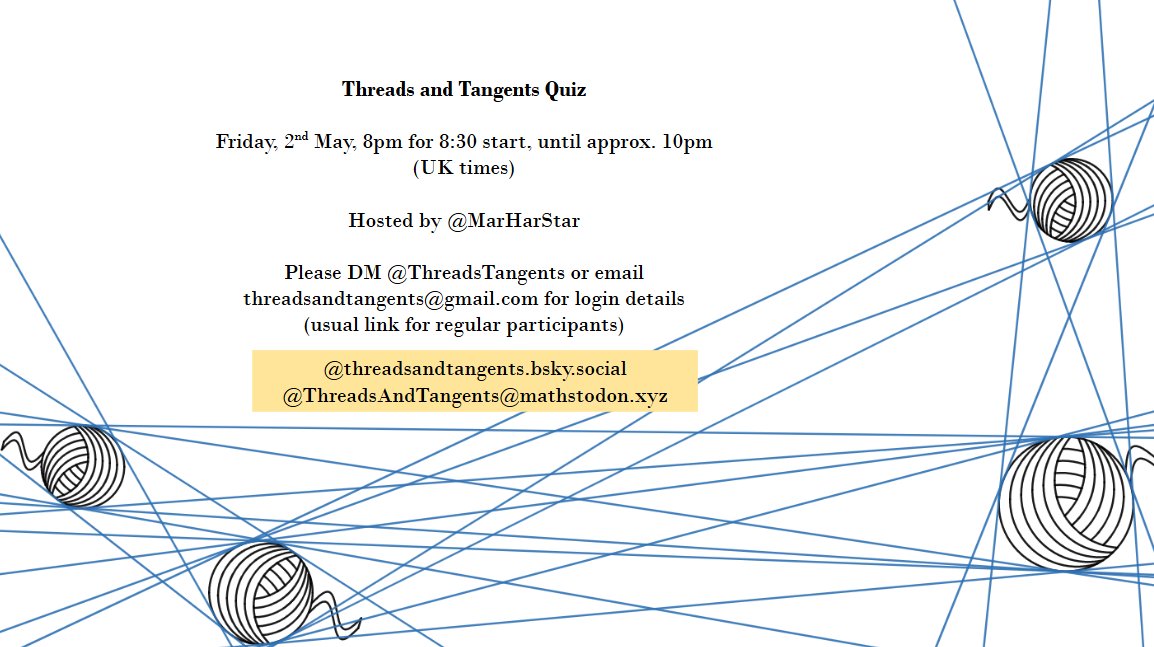 Join us on Friday for a quiz by TBC, <a href="/MarHarStar/">MH*</a>, <a href="/DrSmokyFurby/">Dr Smoky Furby</a>, <a href="/evilloanword/">Evil Loanword</a>, Matt, and <a href="/xiancooke/">Christian Cooke</a>!