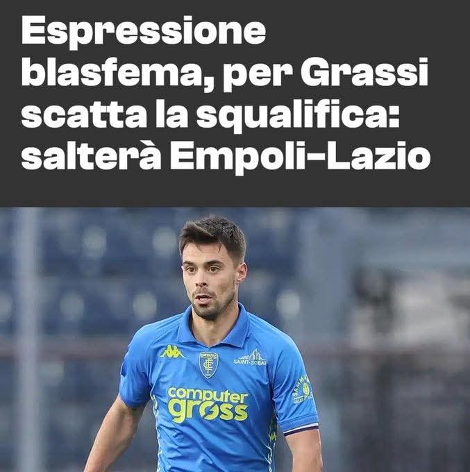 Kekko80493273's tweet image. Ma guarda un po. La legge è uguale per tutti, ma in #Italia no. 
#Grassi dell'#Empoli squalificato x espressione blasfema, #Lautaro perdonato. 
La differenza? Nel valore mediatico dei 2 club.