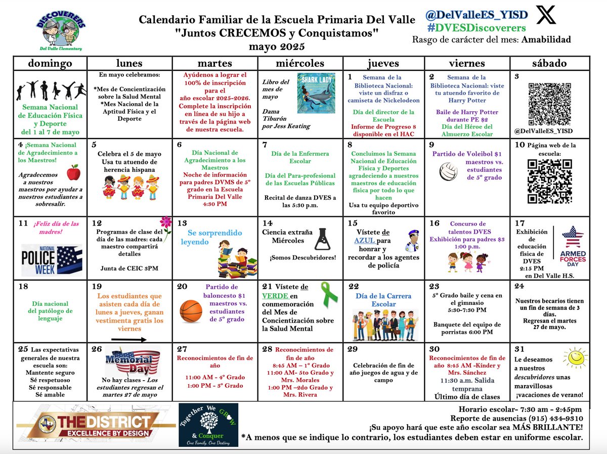 Del Valle Elementary (@delvallees_yisd) on Twitter photo May 2025 Calendar <a href="/DelValleES_YISD/">Del Valle Elementary</a> #THEDISTRICT #WEDELIVEREXCELLENCE <a href="/EGonzalez_DVES/">Elizabeth Gonzalez</a> <a href="/cimai2/">Carmen Imai</a> <a href="/oceans80/">Erika, M.Ed</a> <a href="/tippih833/">Tippi Herrera</a> <a href="/OFOD/">Filip Birve</a> May 2025 Calendar <a href="/DelValleES_YISD/">Del Valle Elementary</a> #THEDISTRICT #WEDELIVEREXCELLENCE <a href="/EGonzalez_DVES/">Elizabeth Gonzalez</a> <a href="/cimai2/">Carmen Imai</a> <a href="/oceans80/">Erika, M.Ed</a> <a href="/tippih833/">Tippi Herrera</a> <a href="/OFOD/">Filip Birve</a>